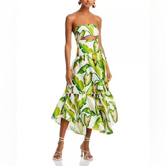 Farm Rio Summer Foliage Strapless Dress - Picture 7 of 16